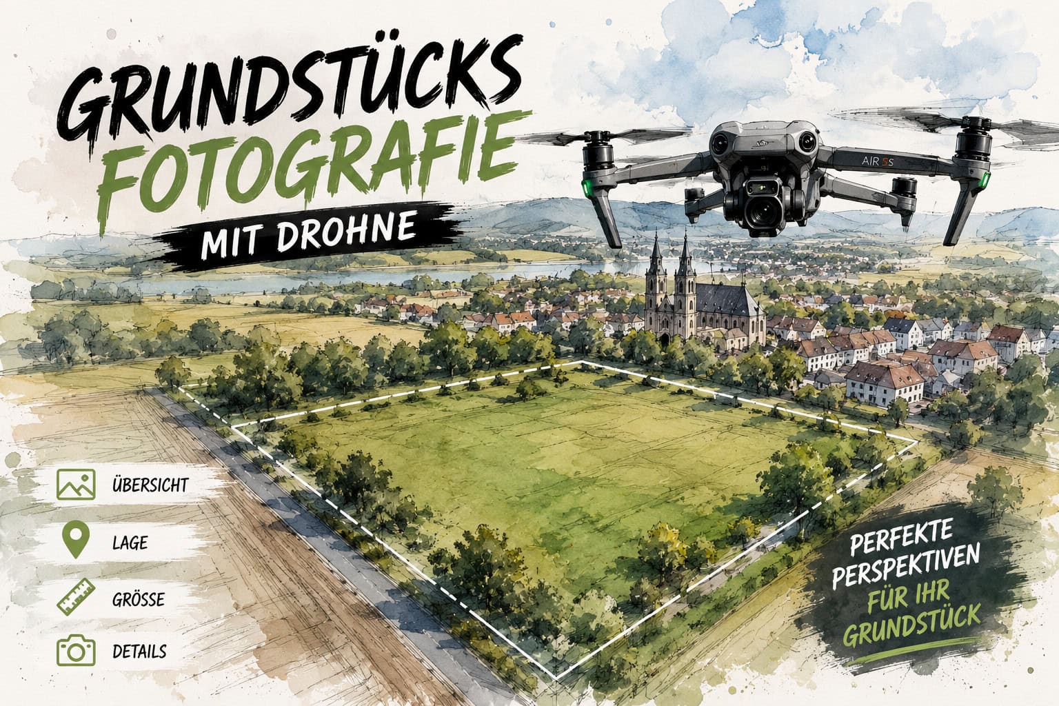 Drohne fotografiert Grundstück in Höxter für Immobilien.