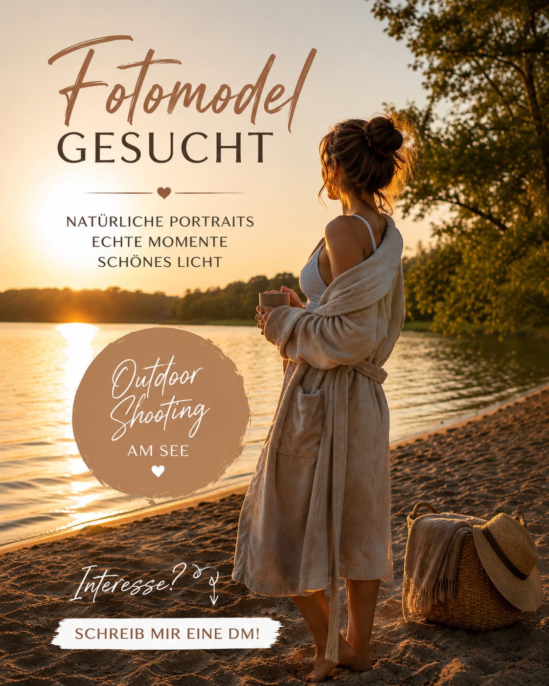 Fotomodel am See bei Sonnenuntergang für Outdoor Shooting gesucht.