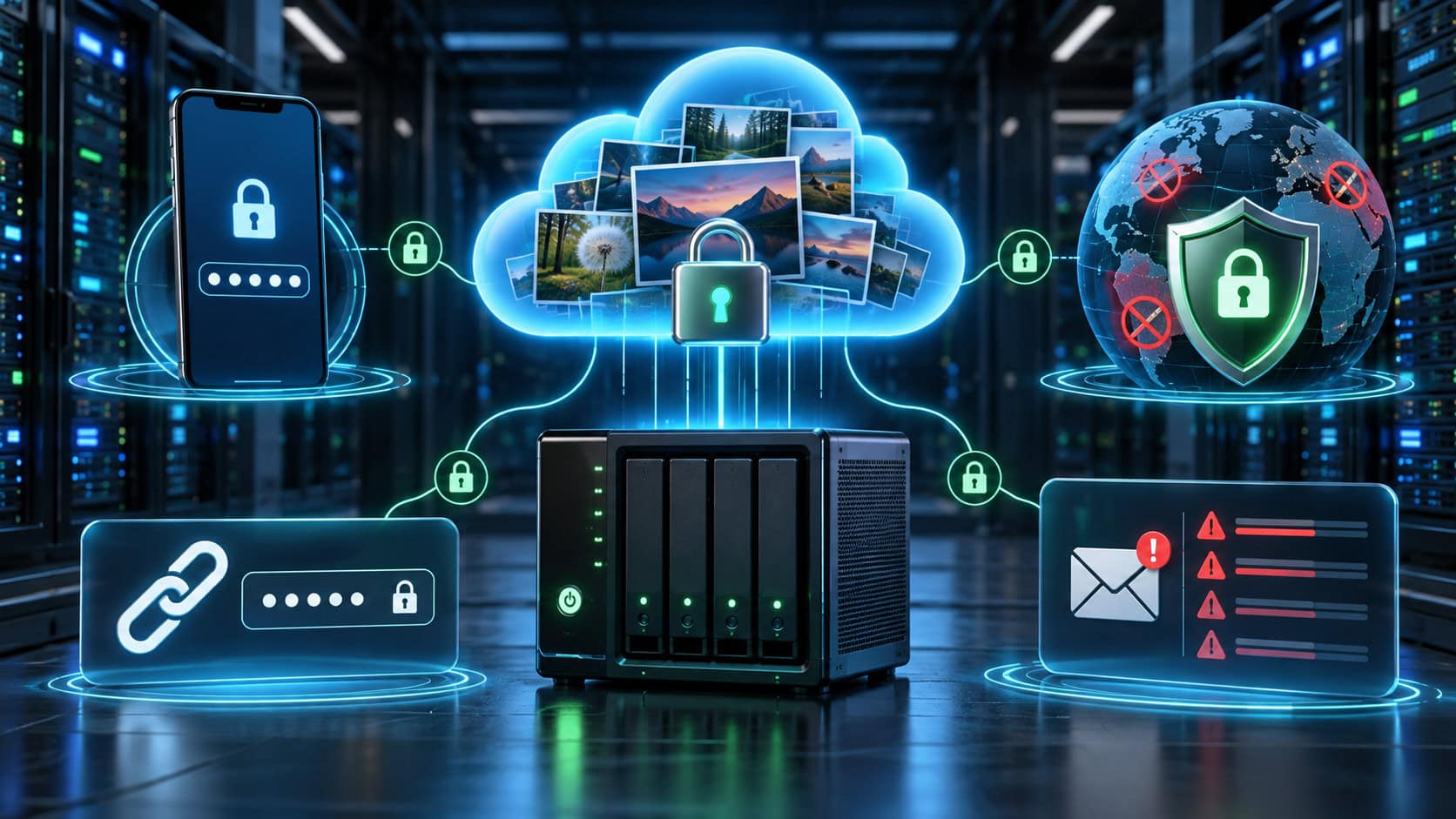 Digitale Sicherheit, Cloud, Verschlüsselung, Schutzmaßnahmen.